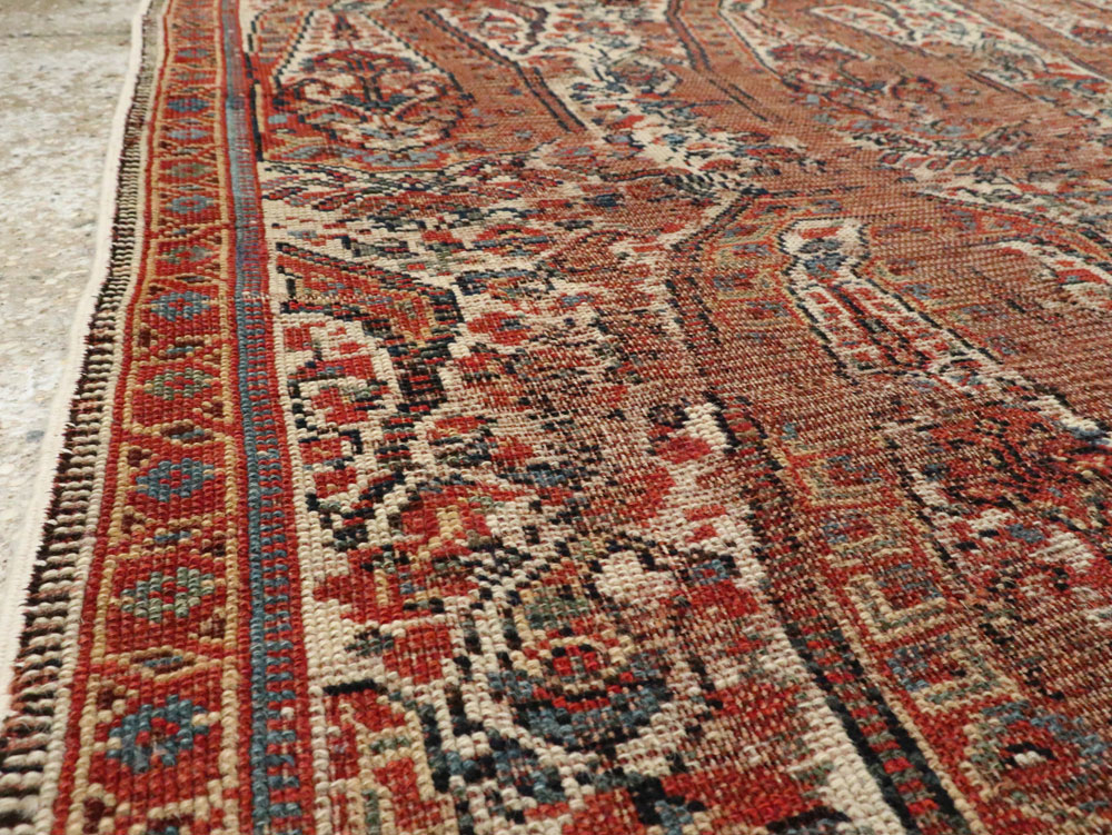 Distressed Antique Persian Afshar Accent Rug, No.27285 - Staging