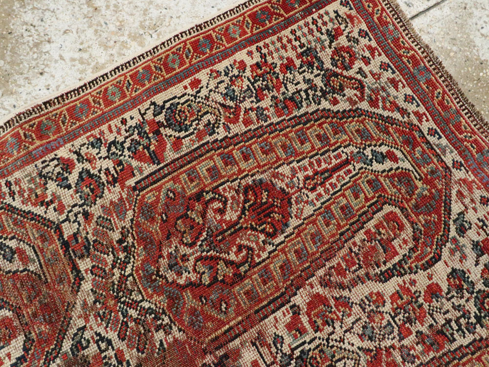 Distressed Antique Persian Afshar Accent Rug, No.27285 - Staging