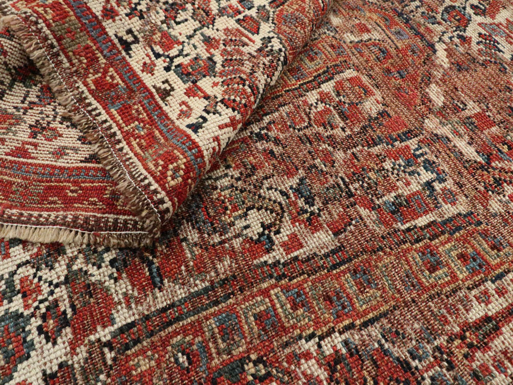 Distressed Antique Persian Afshar Accent Rug, No.27285 - Staging