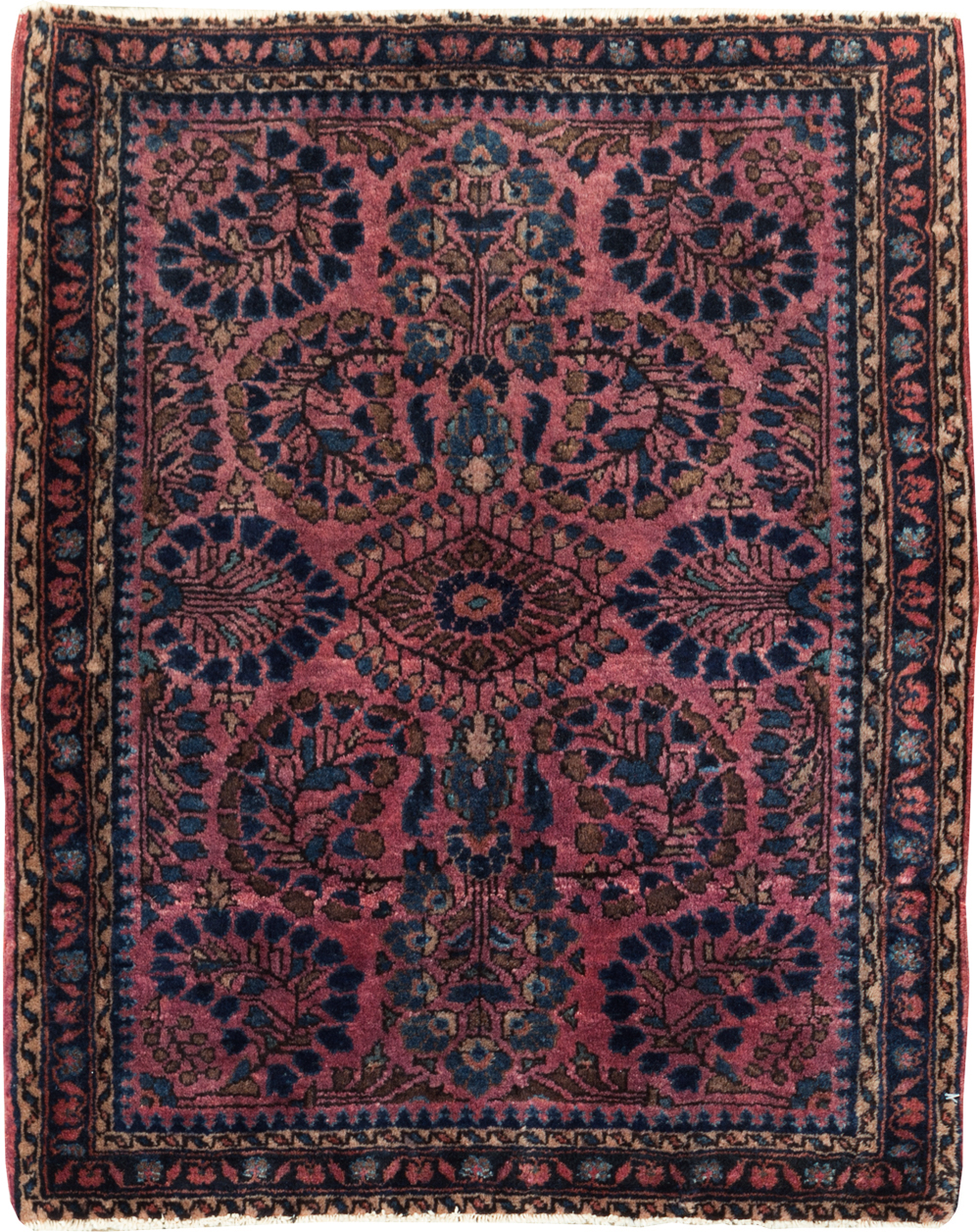 Vintage Persian Sarouk Throw Rug, No.27289 - Staging