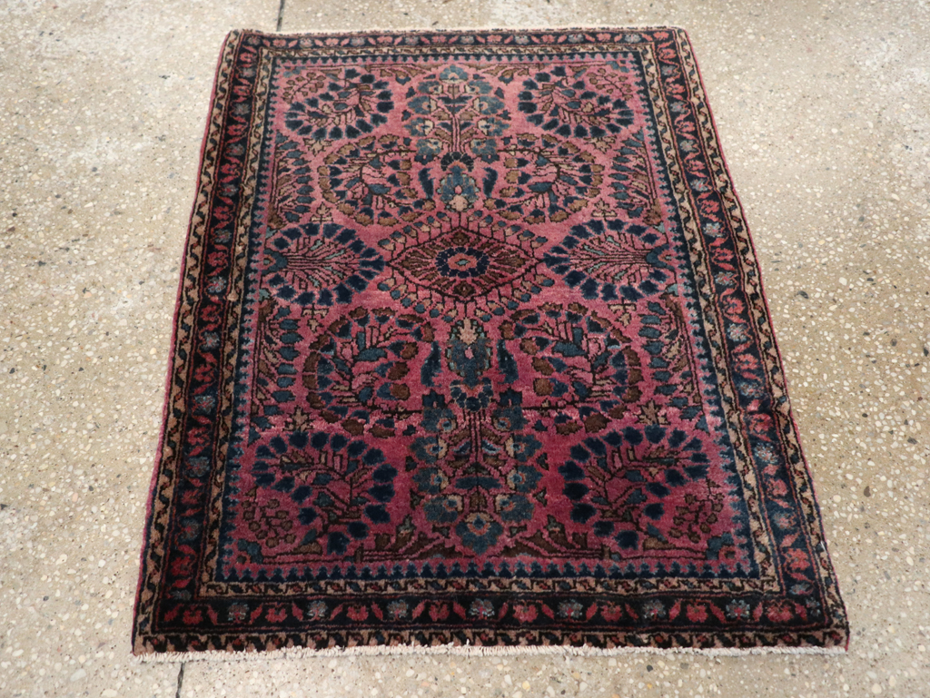 Vintage Persian Sarouk Throw Rug, No.27289 - Staging
