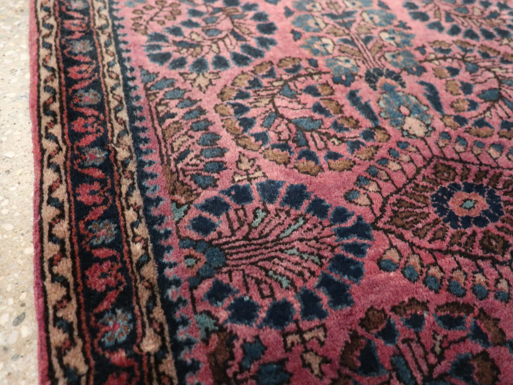 Vintage Persian Sarouk Throw Rug, No.27289 - Staging