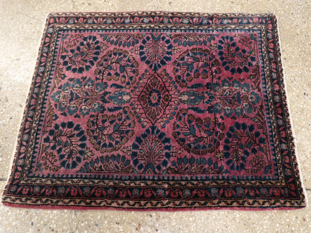 Vintage Persian Sarouk Throw Rug, No.27289 - Staging