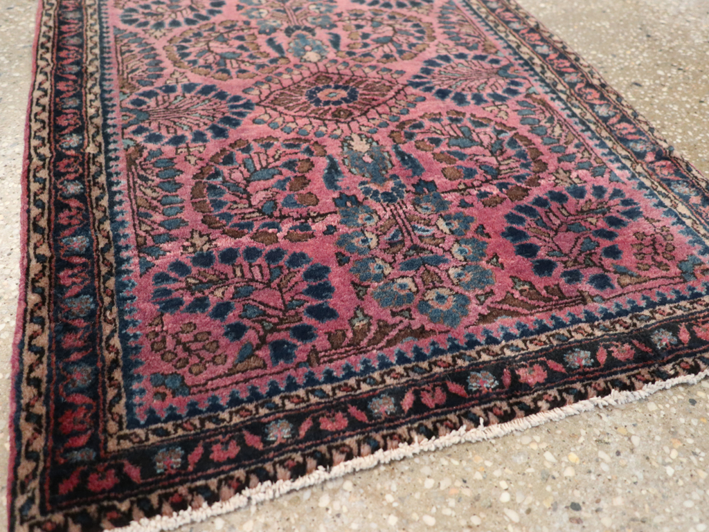 Vintage Persian Sarouk Throw Rug, No.27289 - Staging