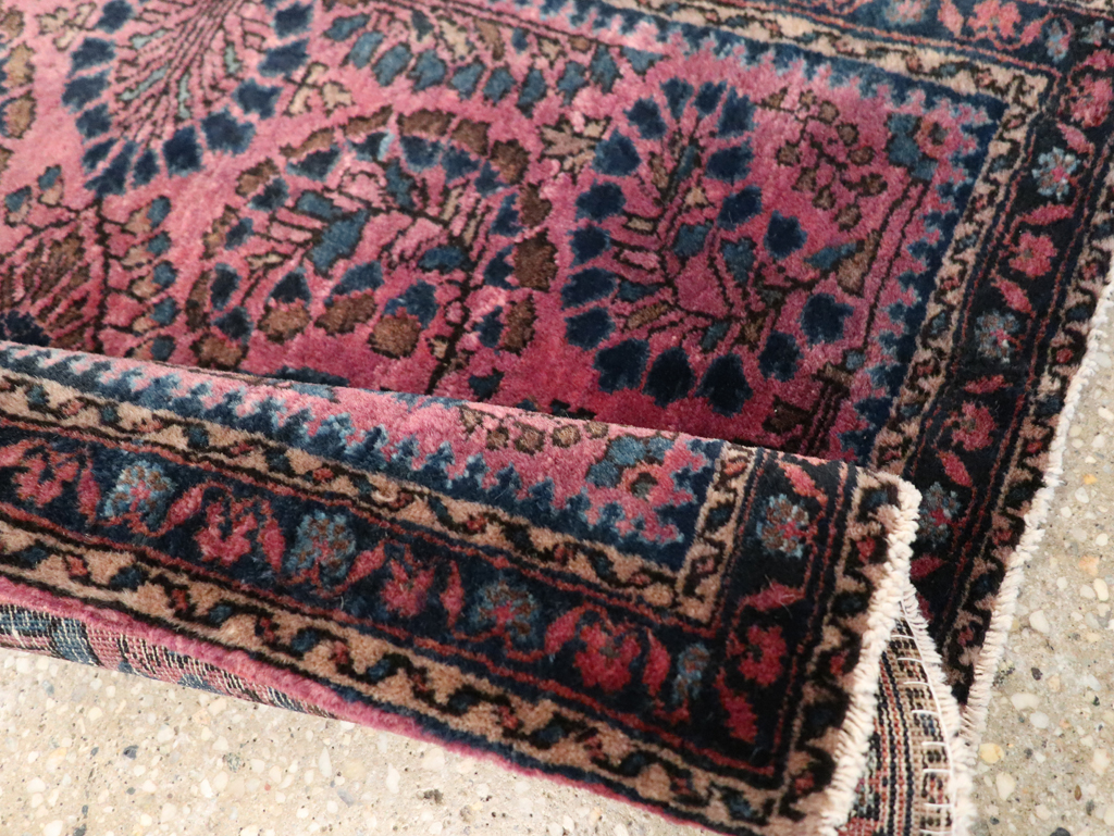 Vintage Persian Sarouk Throw Rug, No.27289 - Staging