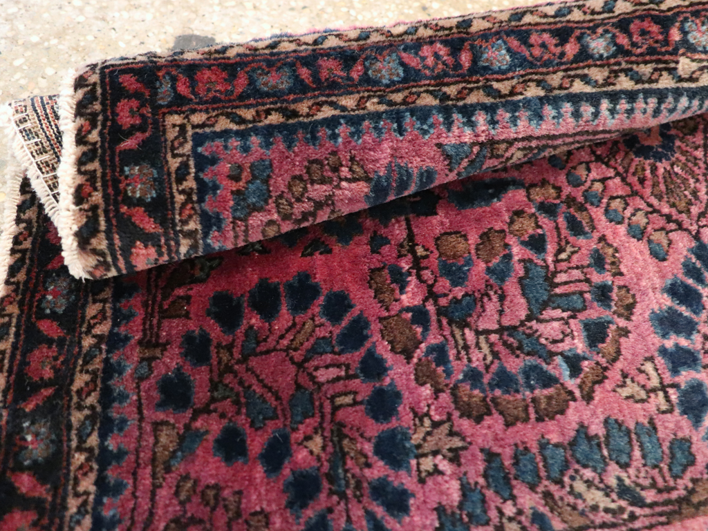 Vintage Persian Sarouk Throw Rug, No.27289 - Staging