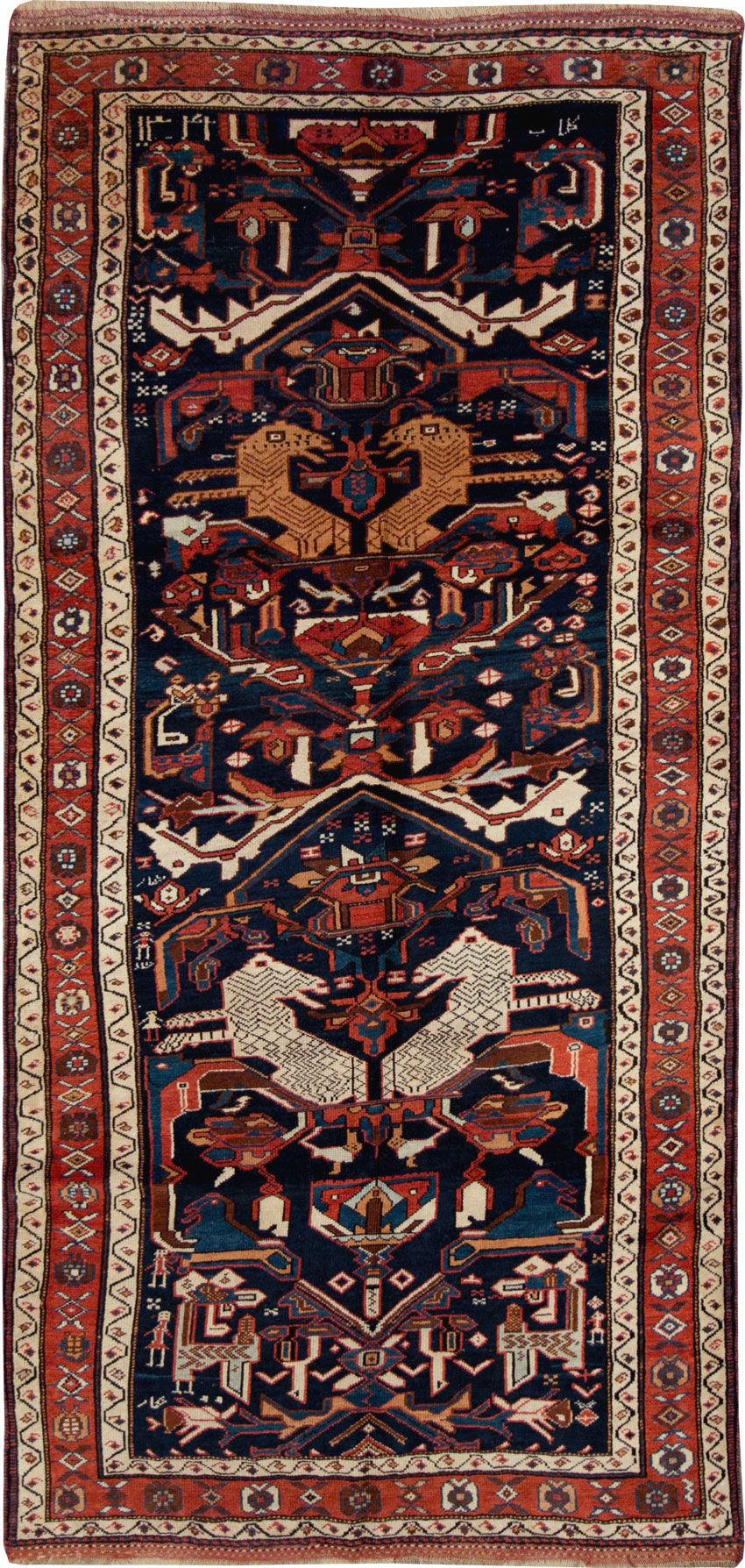 Antique Persian Kurd Pictorial Gallery Rug, No.27293 - Staging