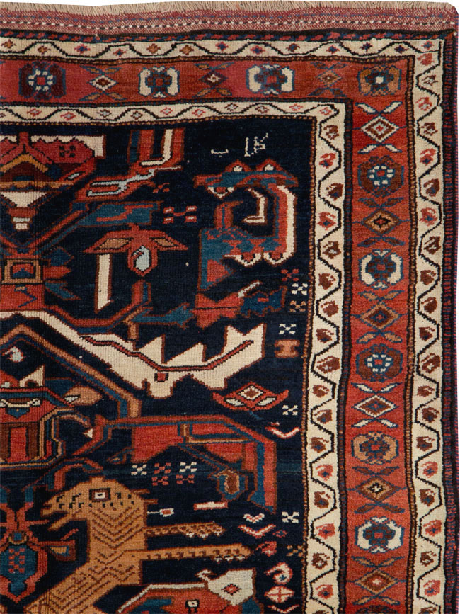 Antique Persian Kurd Pictorial Gallery Rug, No.27293 - Staging