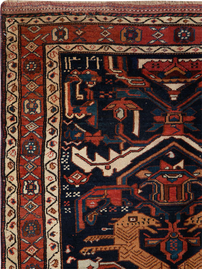 Antique Persian Kurd Pictorial Gallery Rug, No.27293 - Staging