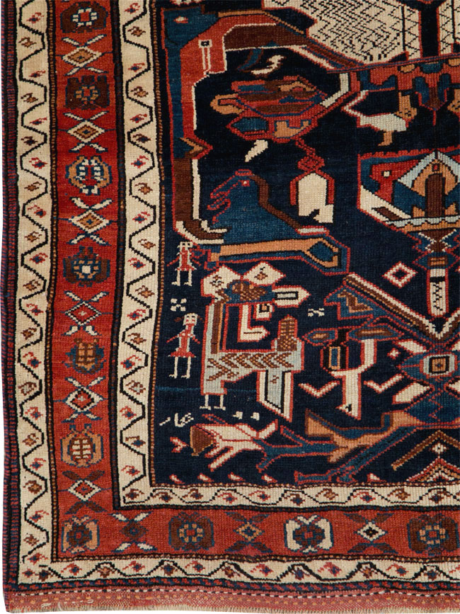 Antique Persian Kurd Pictorial Gallery Rug, No.27293 - Staging