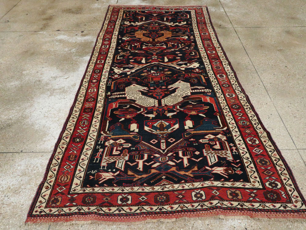 Antique Persian Kurd Pictorial Gallery Rug, No.27293 - Staging