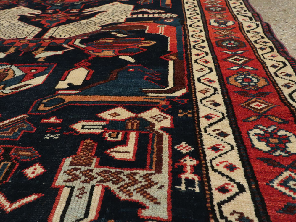 Antique Persian Kurd Pictorial Gallery Rug, No.27293 - Staging