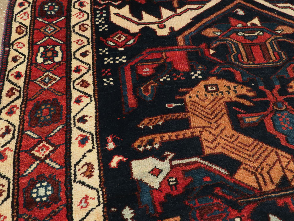 Antique Persian Kurd Pictorial Gallery Rug, No.27293 - Staging