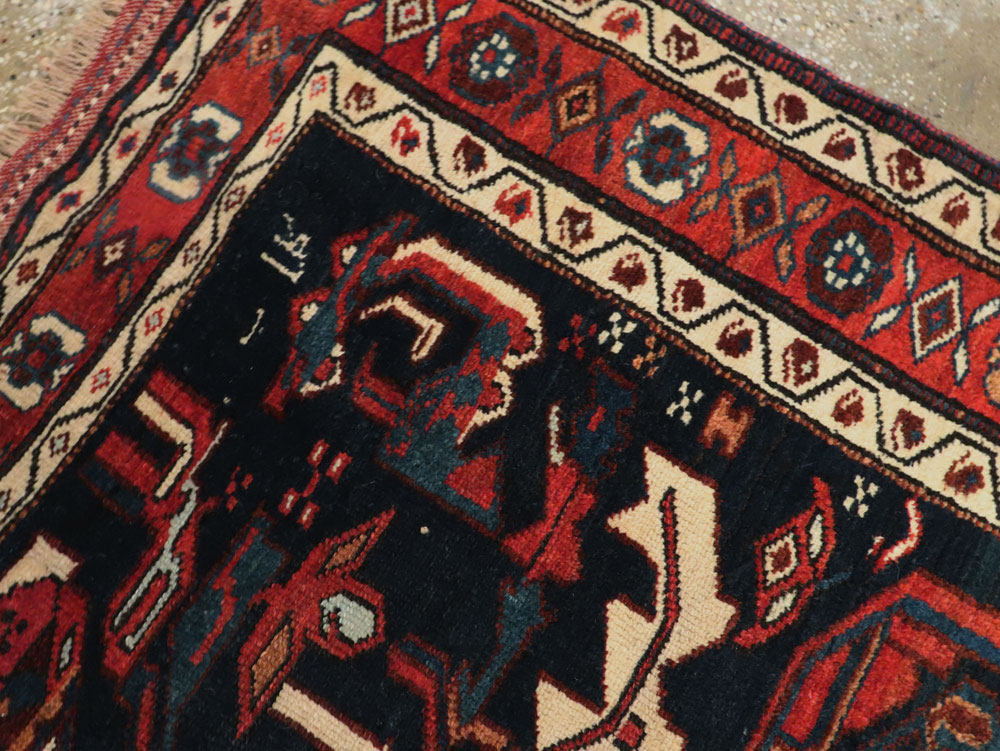 Antique Persian Kurd Pictorial Gallery Rug, No.27293 - Staging