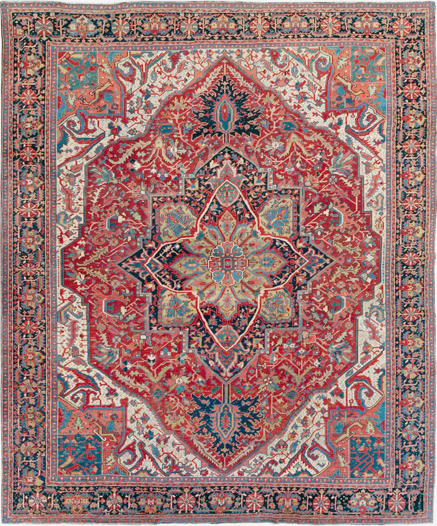 Antique Persian Heriz Carpet, No.27299 - Staging
