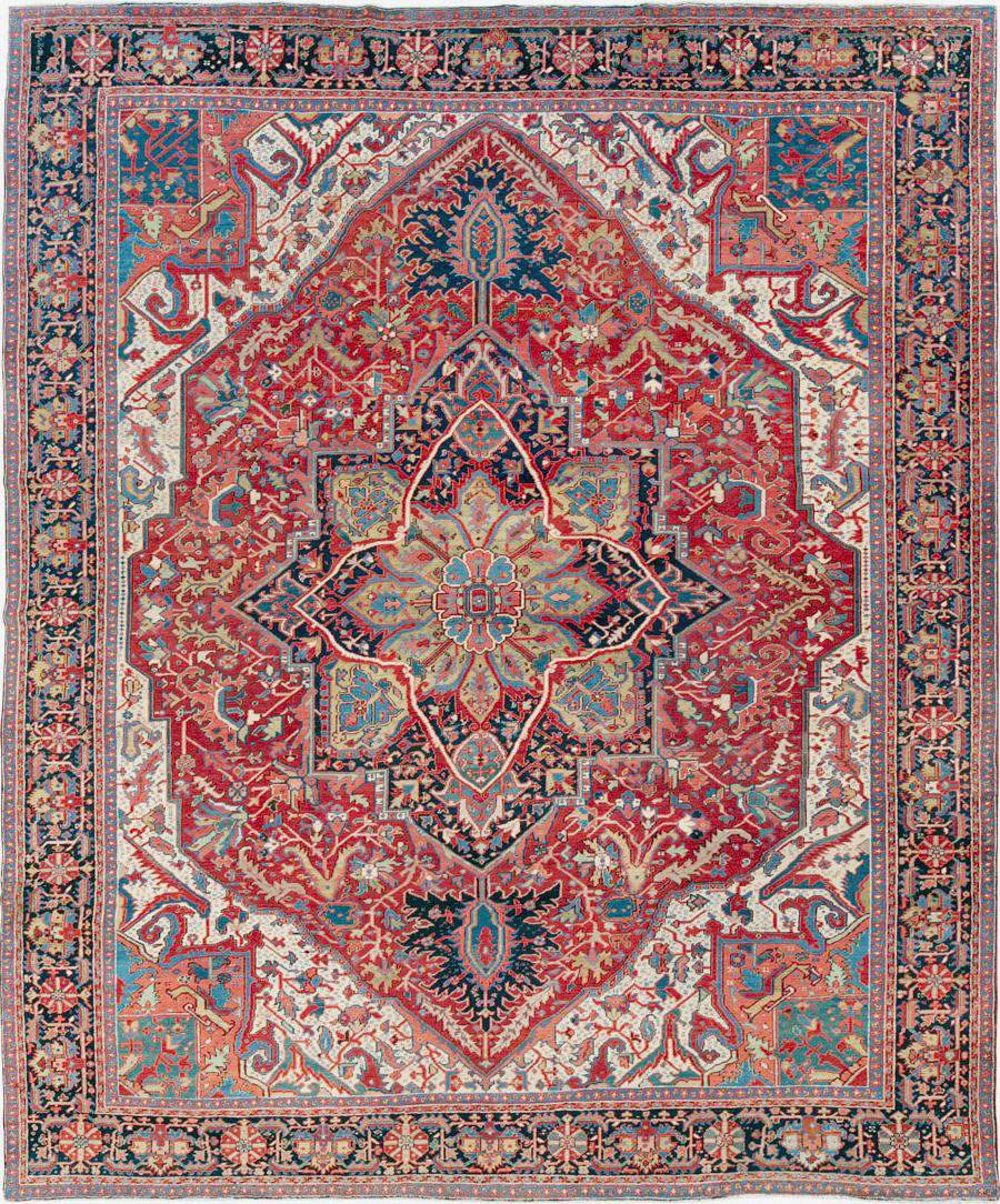 Antique Persian Heriz Carpet, No.27299 - Staging