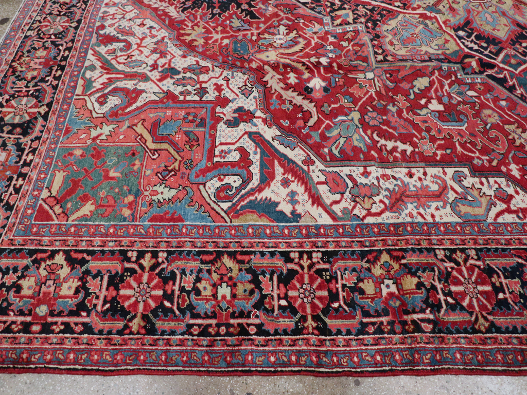 Antique Persian Heriz Carpet, No.27299 - Staging