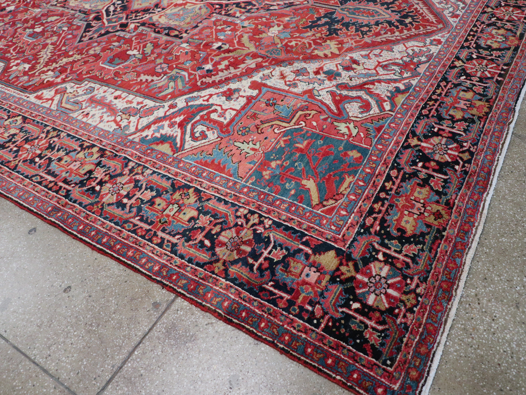 Antique Persian Heriz Carpet, No.27299 - Staging
