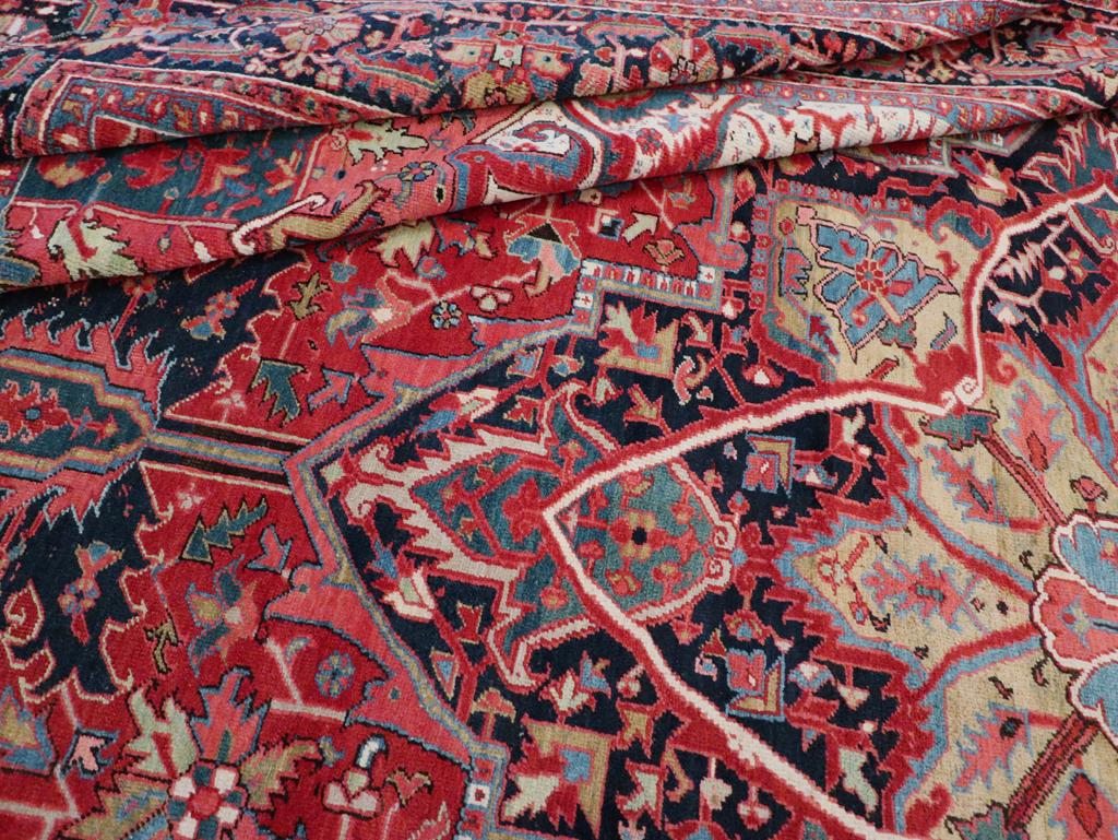 Antique Persian Heriz Carpet, No.27299 - Staging
