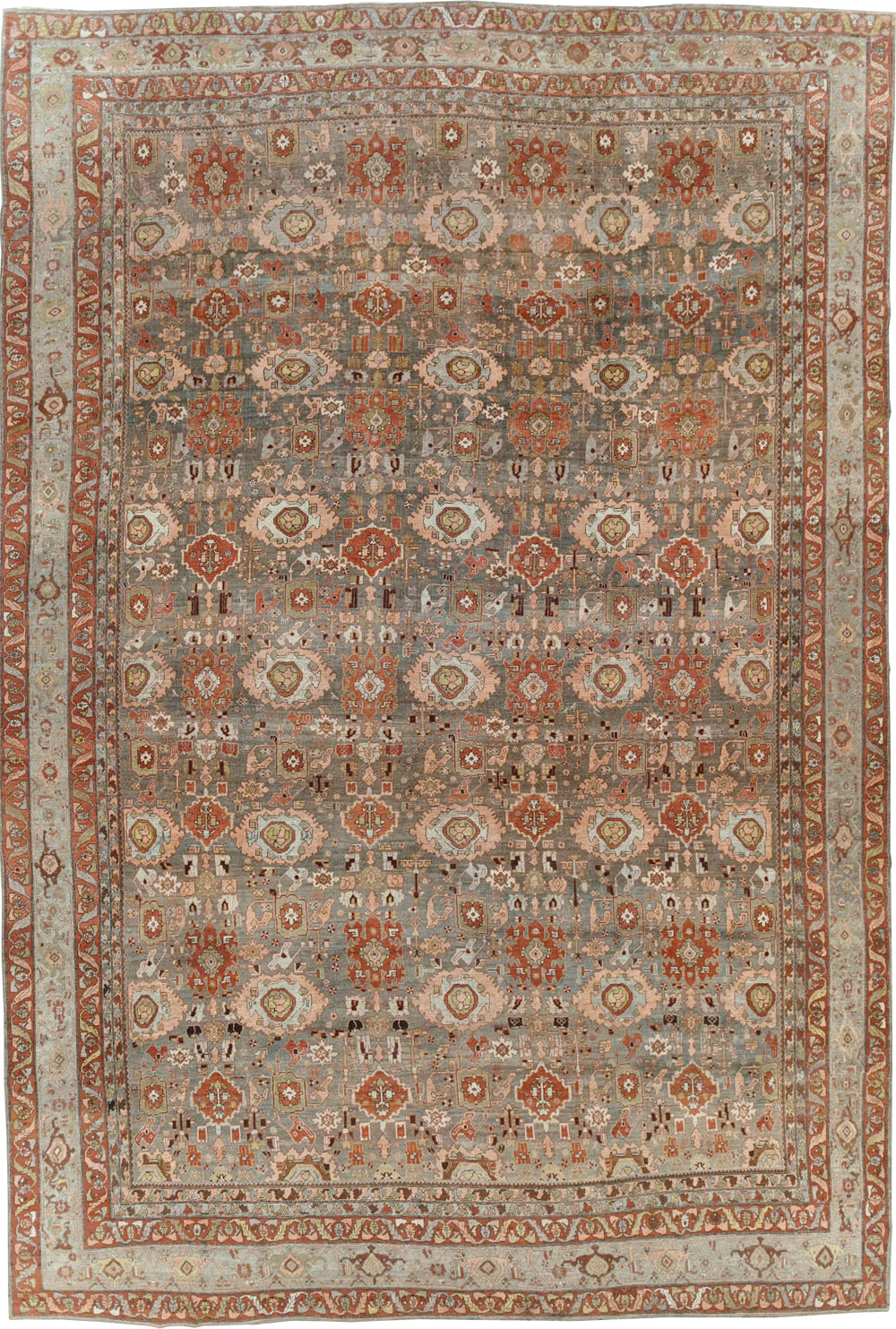 Antique Persian Bidjar Oversize Carpet, No.27310 - Staging