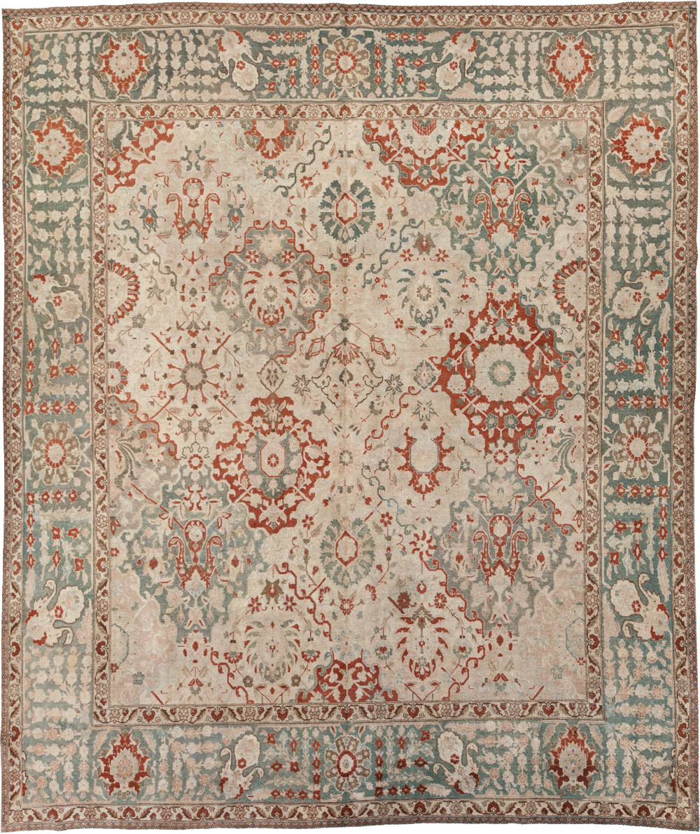 Vintage Persian Tabriz Room Size Carpet, No.27316 - Staging