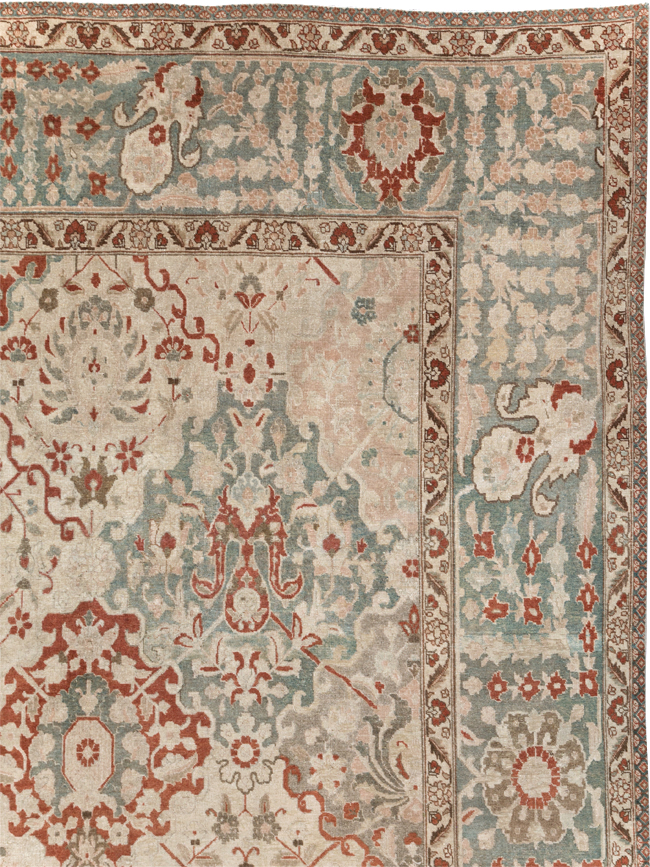 Vintage Persian Tabriz Room Size Carpet, No.27316 - Staging