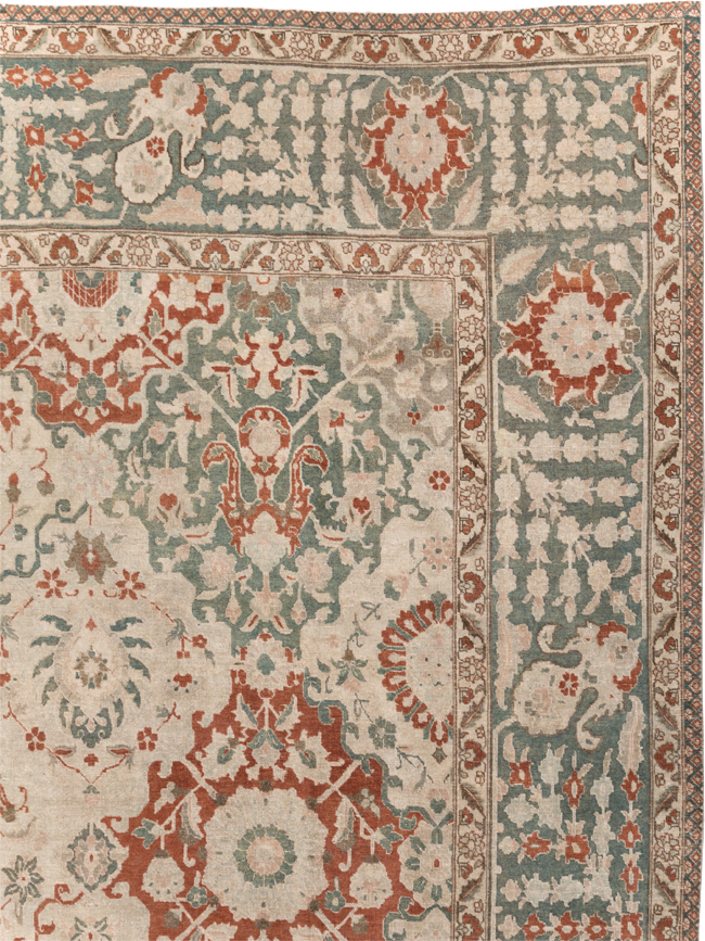 Vintage Persian Tabriz Room Size Carpet, No.27316 - Staging