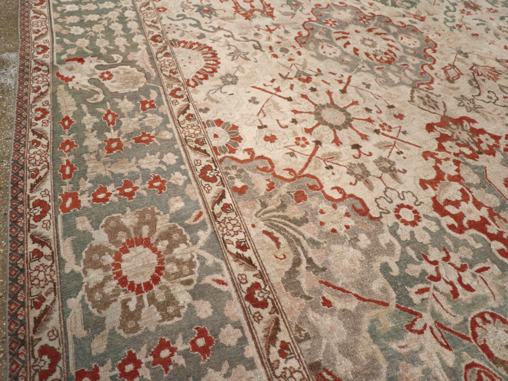 Vintage Persian Tabriz Room Size Carpet, No.27316 - Staging