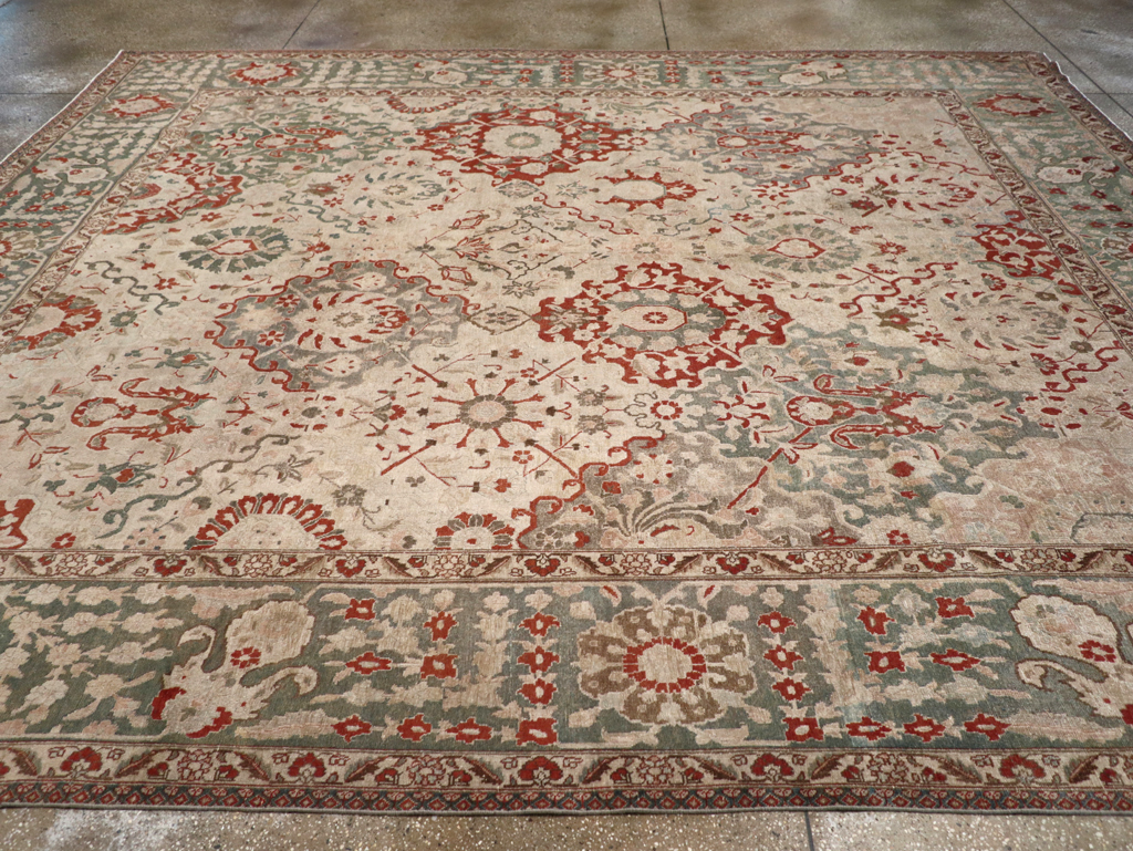 Vintage Persian Tabriz Room Size Carpet, No.27316 - Staging