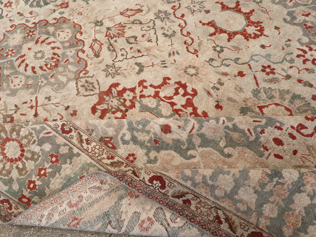 Vintage Persian Tabriz Room Size Carpet, No.27316 - Staging