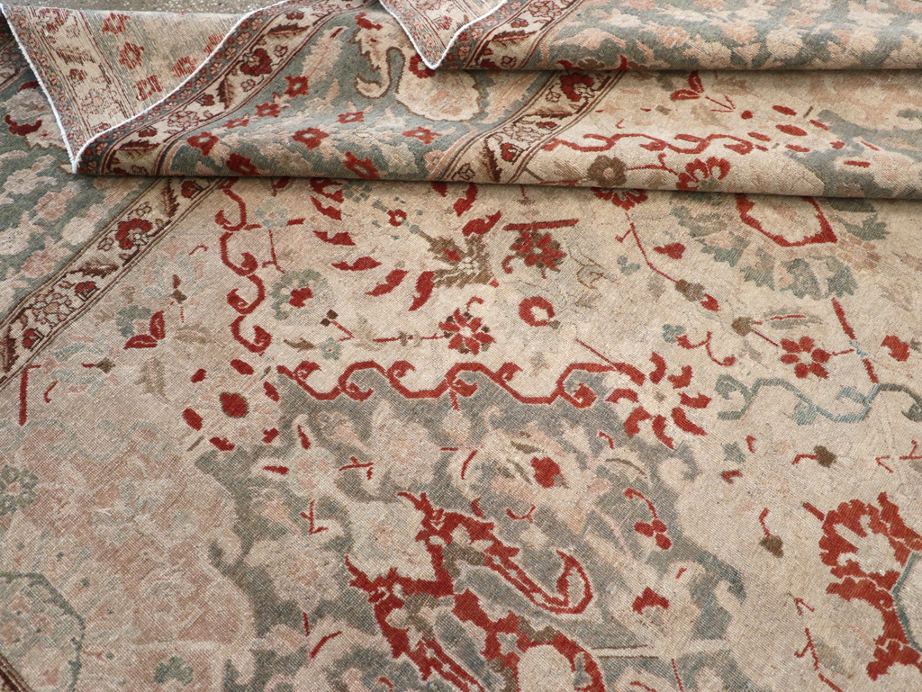 Vintage Persian Tabriz Room Size Carpet, No.27316 - Staging