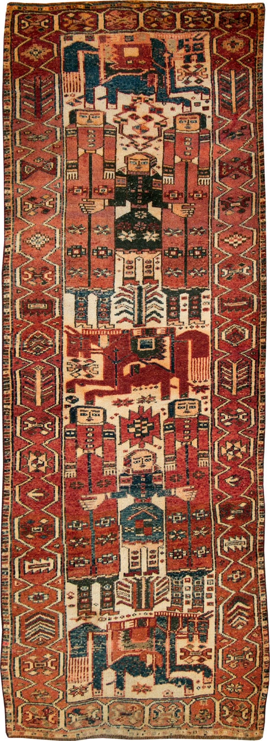 Vintage Persian Bakhtiari Pictorial Rug, No.27318 - Staging