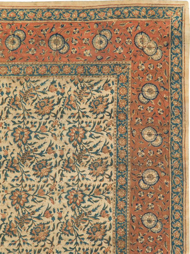 Vintage Persian Isfahan Ghalamkari Square Textile, No.27332 - Staging