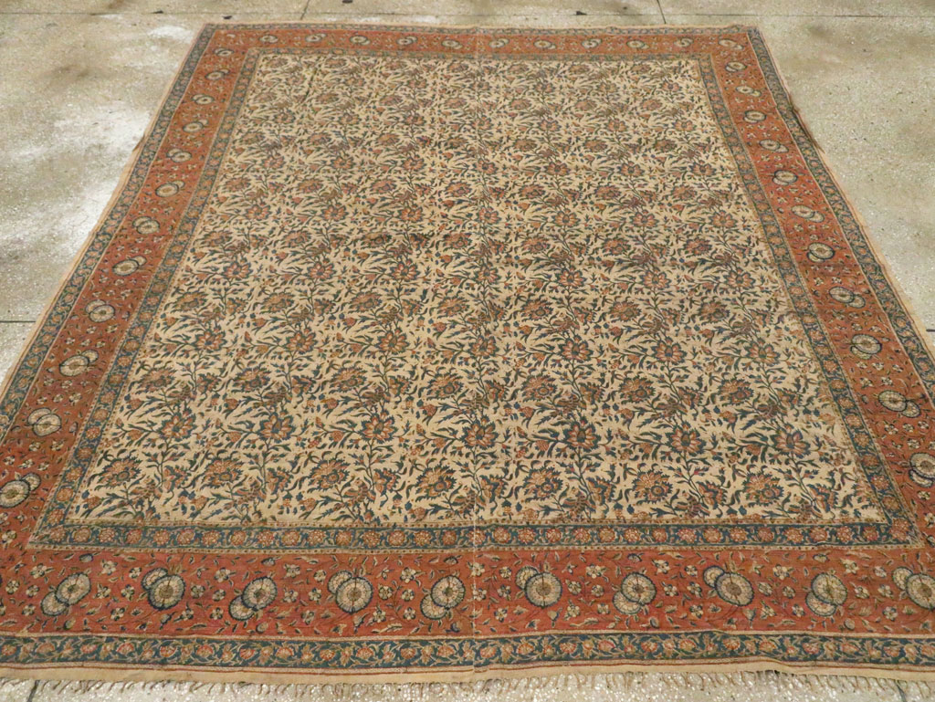 Vintage Persian Isfahan Ghalamkari Square Textile, No.27332 - Staging