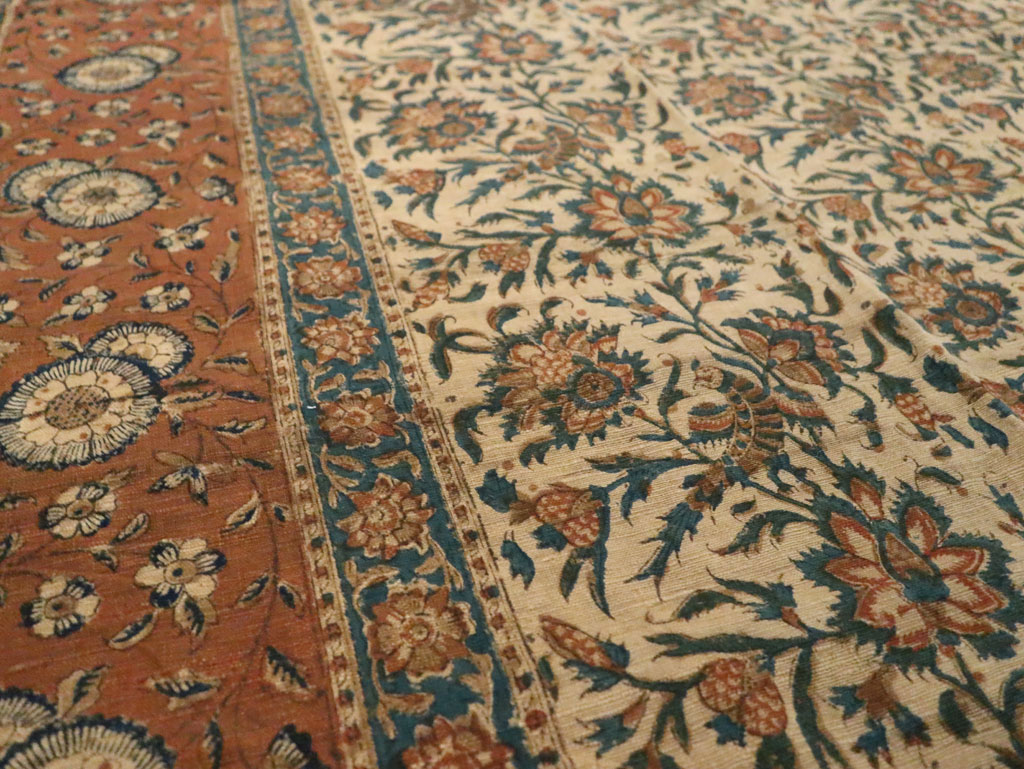 Vintage Persian Isfahan Ghalamkari Square Textile, No.27332 - Staging