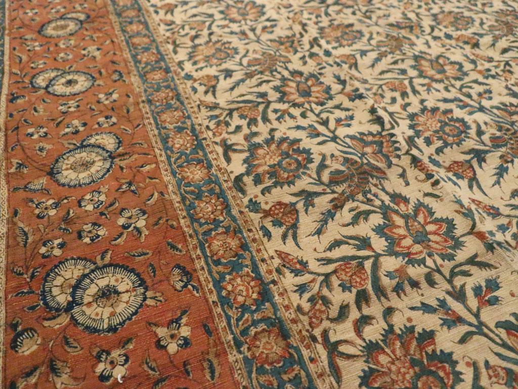 Vintage Persian Isfahan Ghalamkari Square Textile, No.27332 - Staging