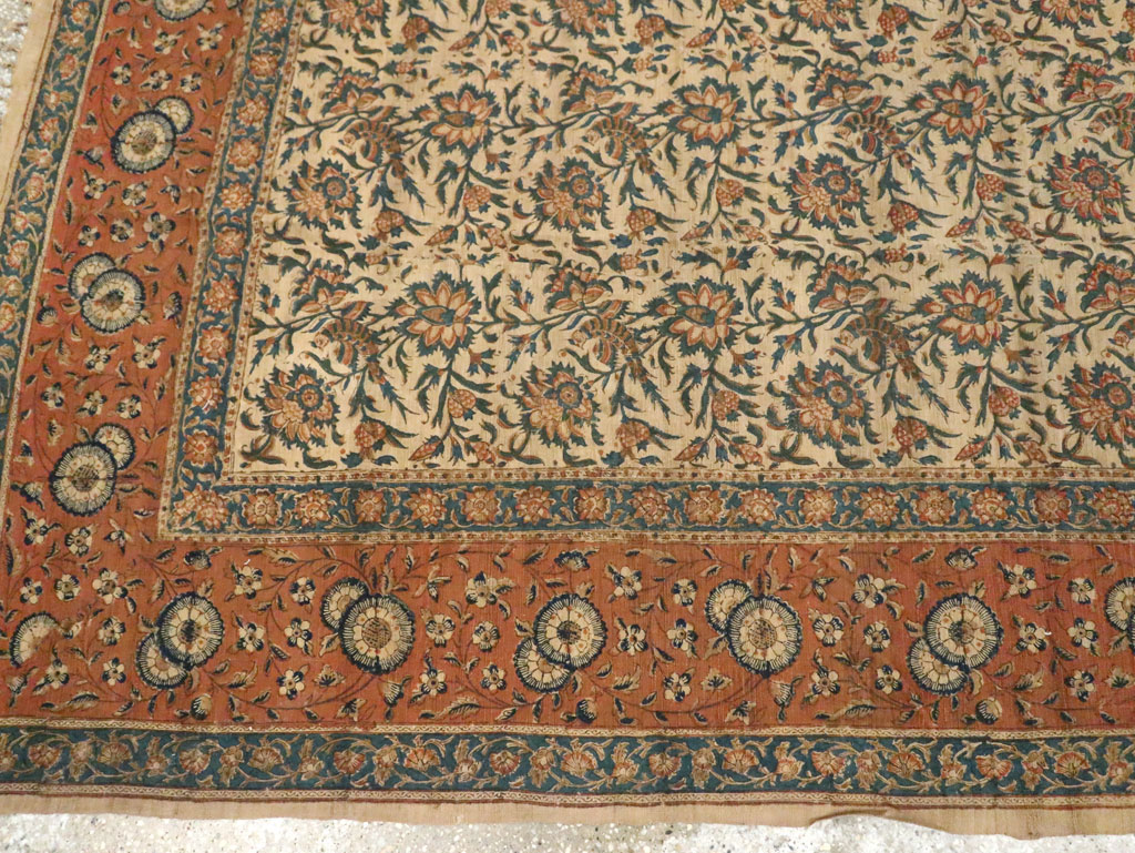 Vintage Persian Isfahan Ghalamkari Square Textile, No.27332 - Staging