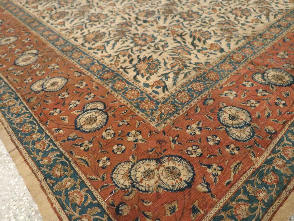 Vintage Persian Isfahan Ghalamkari Square Textile, No.27332 - Staging