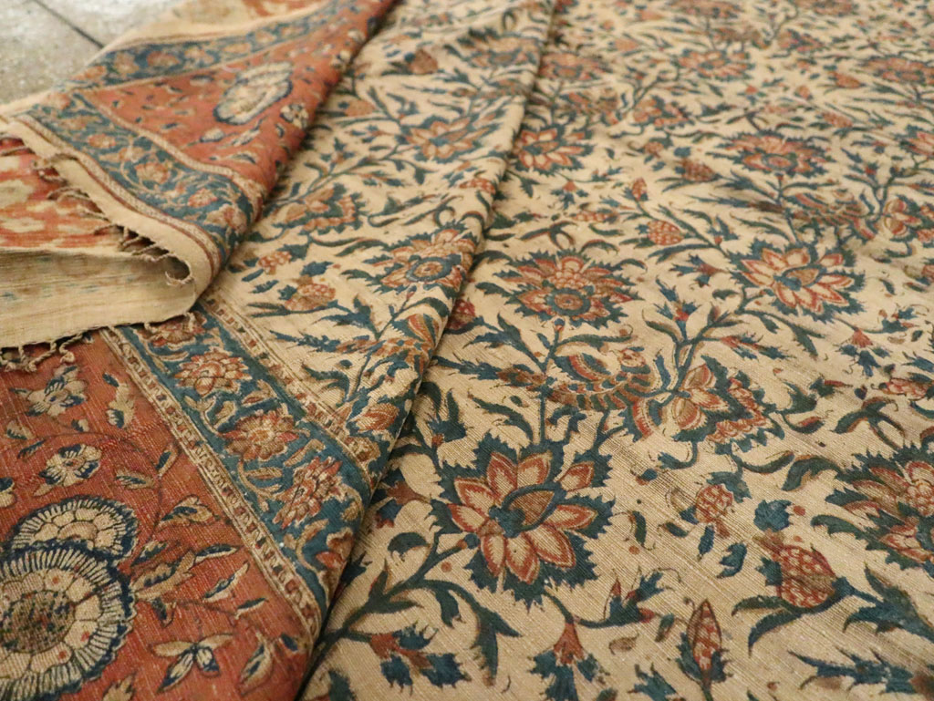 Vintage Persian Isfahan Ghalamkari Square Textile, No.27332 - Staging