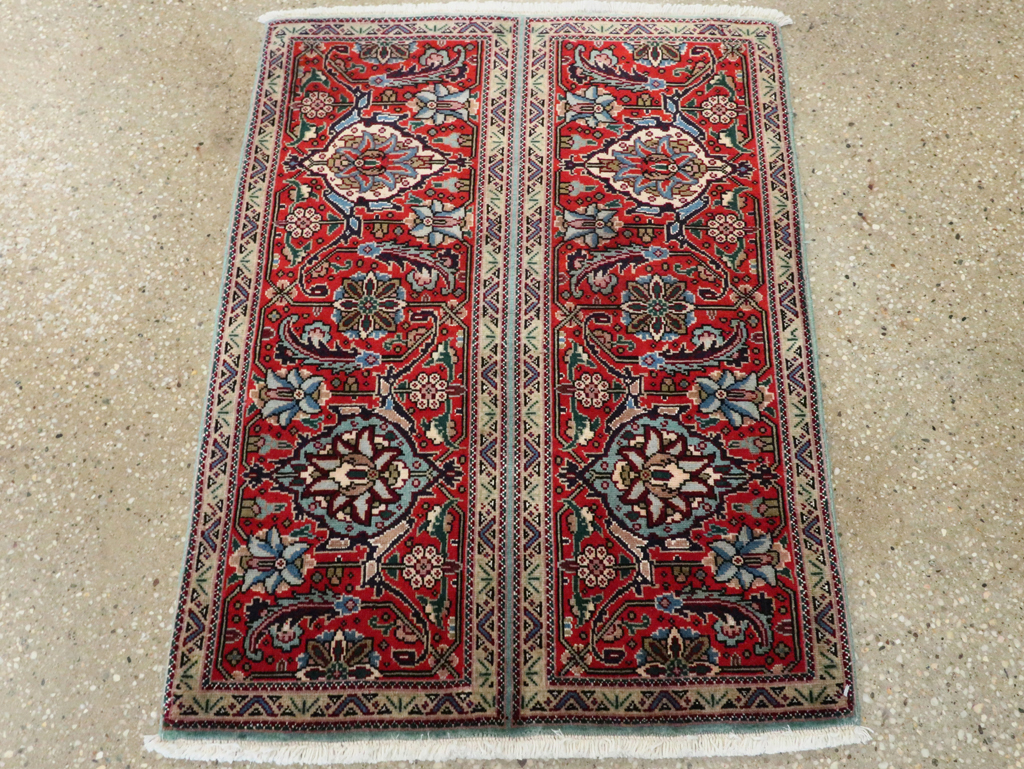Vintage Persian Tabriz Throw Rug, No.27345 - Staging