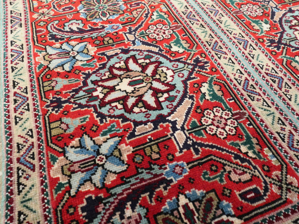 Vintage Persian Tabriz Throw Rug, No.27345 - Staging