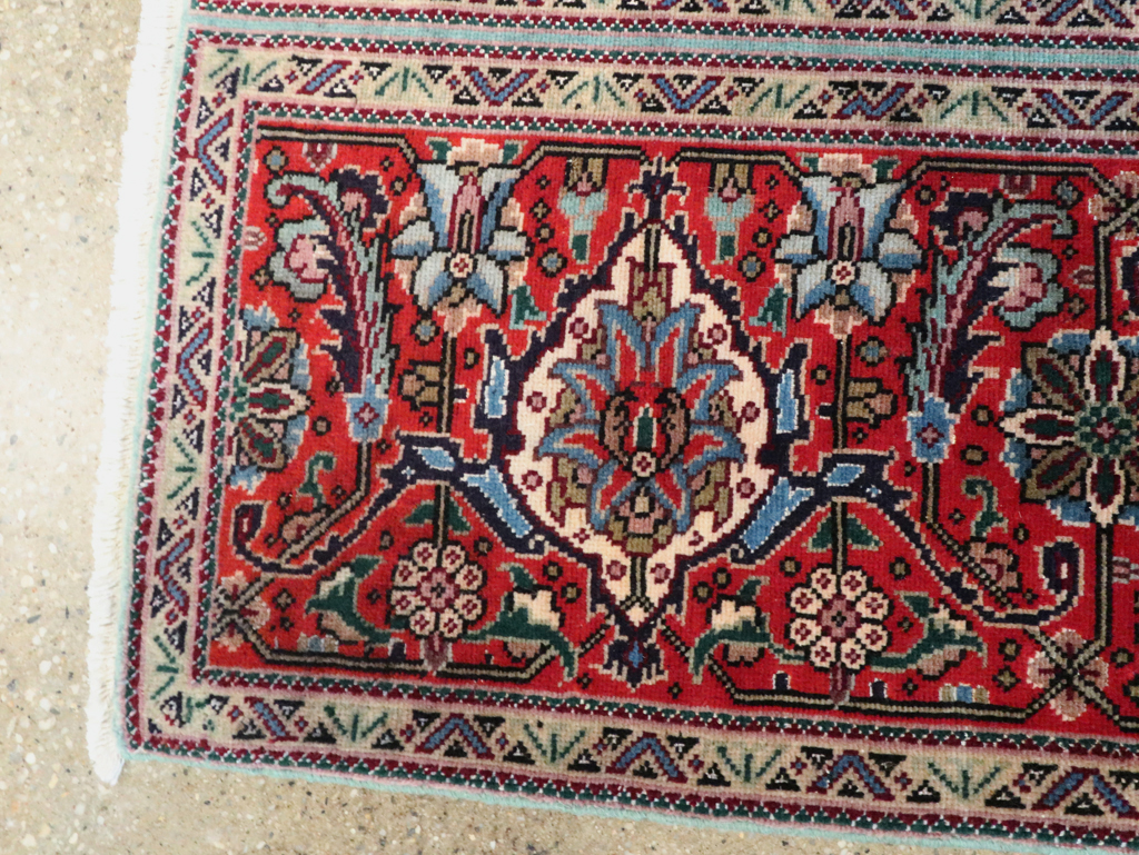Vintage Persian Tabriz Throw Rug, No.27345 - Staging