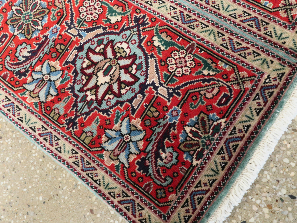 Vintage Persian Tabriz Throw Rug, No.27345 - Staging