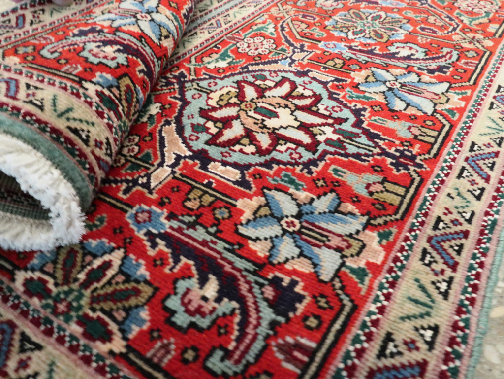 Vintage Persian Tabriz Throw Rug, No.27345 - Staging