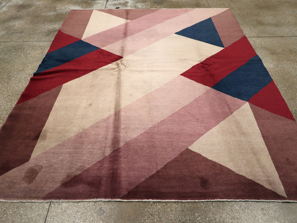 Vintage Chinese Art Deco Rug, No.27360 - Staging