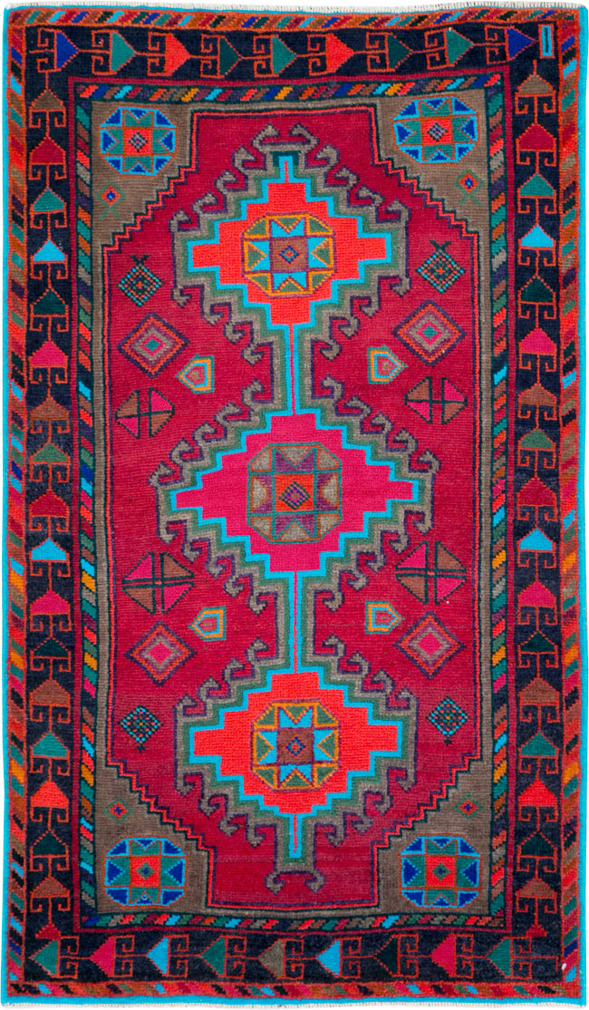 Vintage Persian Hamadan Rug, No.27370 - Staging