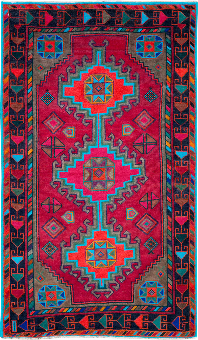 Vintage Persian Hamadan Rug, No.27370 - Staging