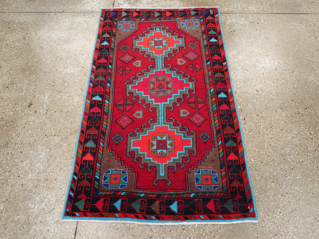 Vintage Persian Hamadan Rug, No.27370 - Staging