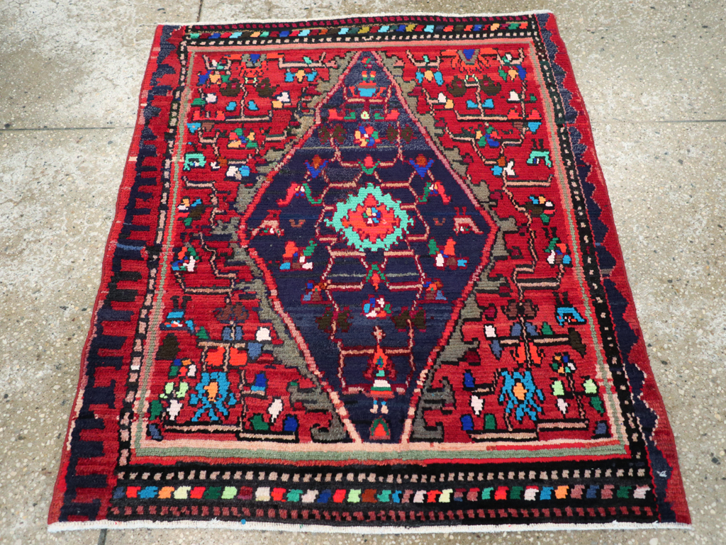 Vintage Persian Hamadan Rug, No.27375 - Staging