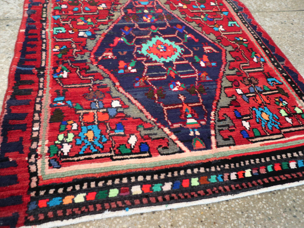 Vintage Persian Hamadan Rug, No.27375 - Staging